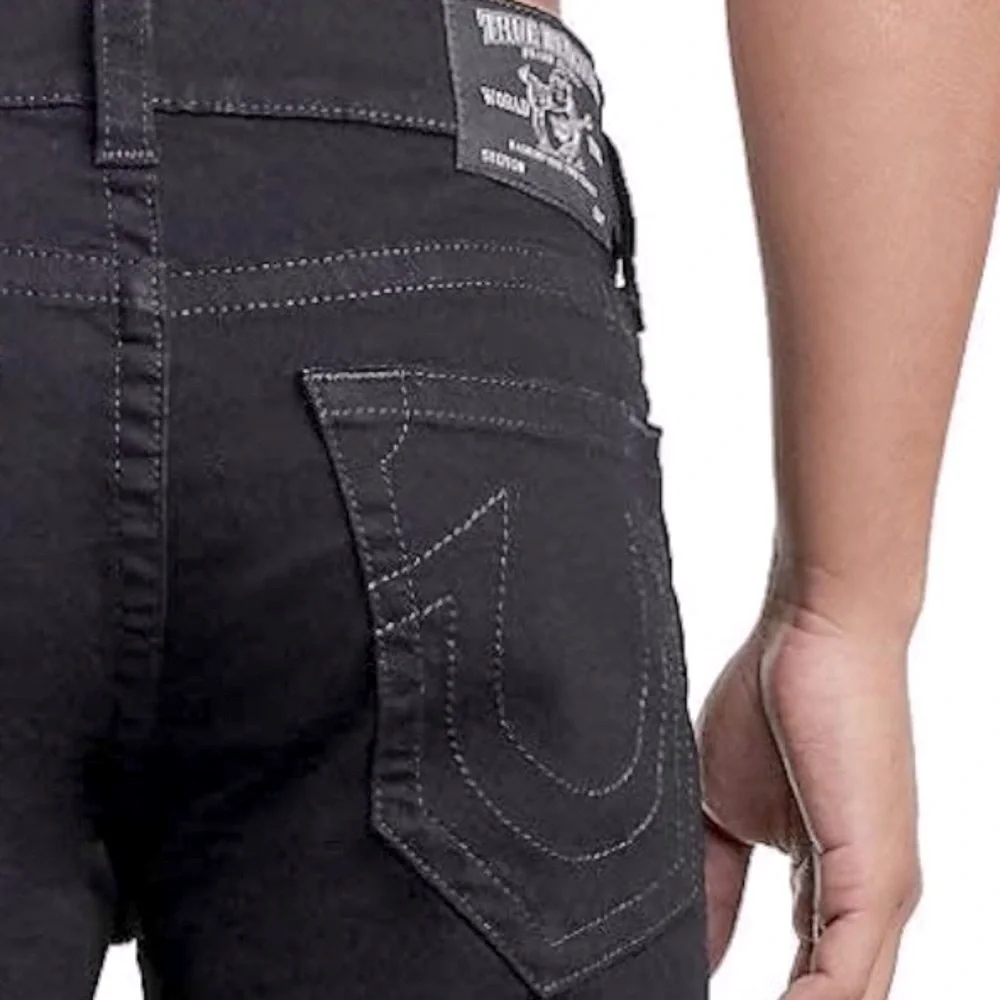 True Religion Men's Gino Low Rise Slim Fit Straight Jean Black 38/29 Horseshoe